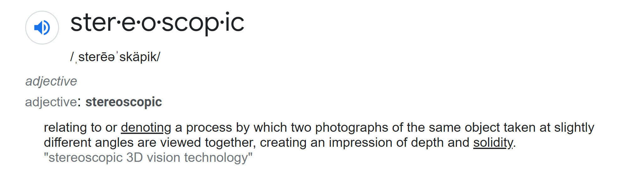Stereoscopic definition